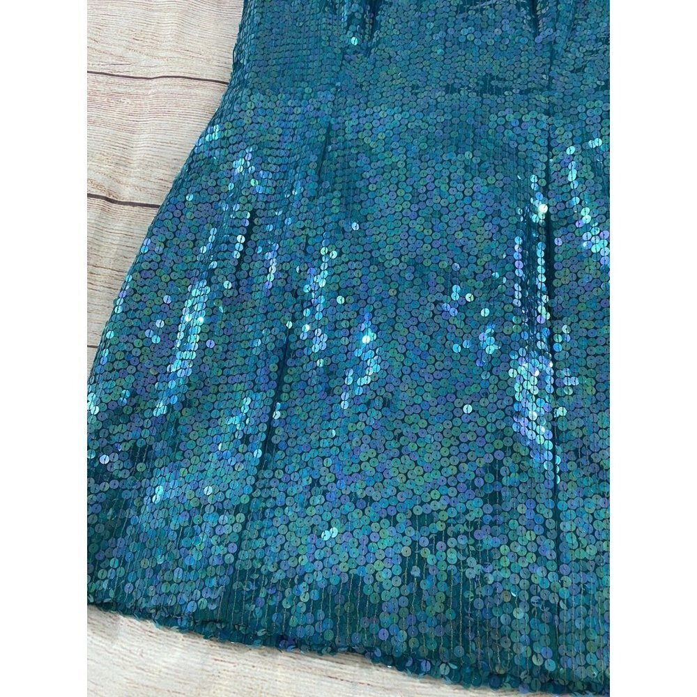 Vintage 1980's Rare Jeanette For St Martin Blue Sequin Strapless Dress - 6 - Picture 2 of 12